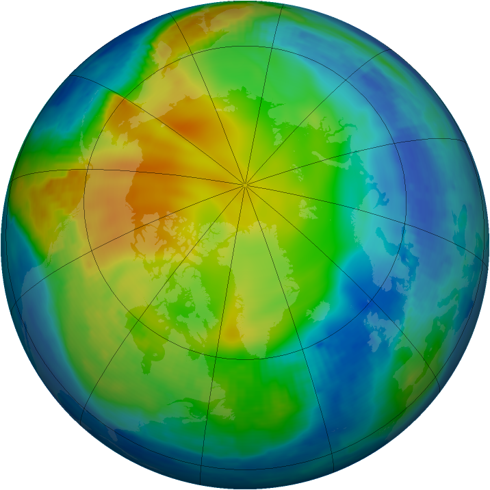 Arctic ozone map for 07 December 1996